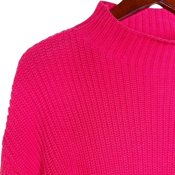 CUPCAKES and CASHMERE NWT Mock Neck Cotton Shaker Knit Sweater in Pink Raspberry - Picture 5 of 14